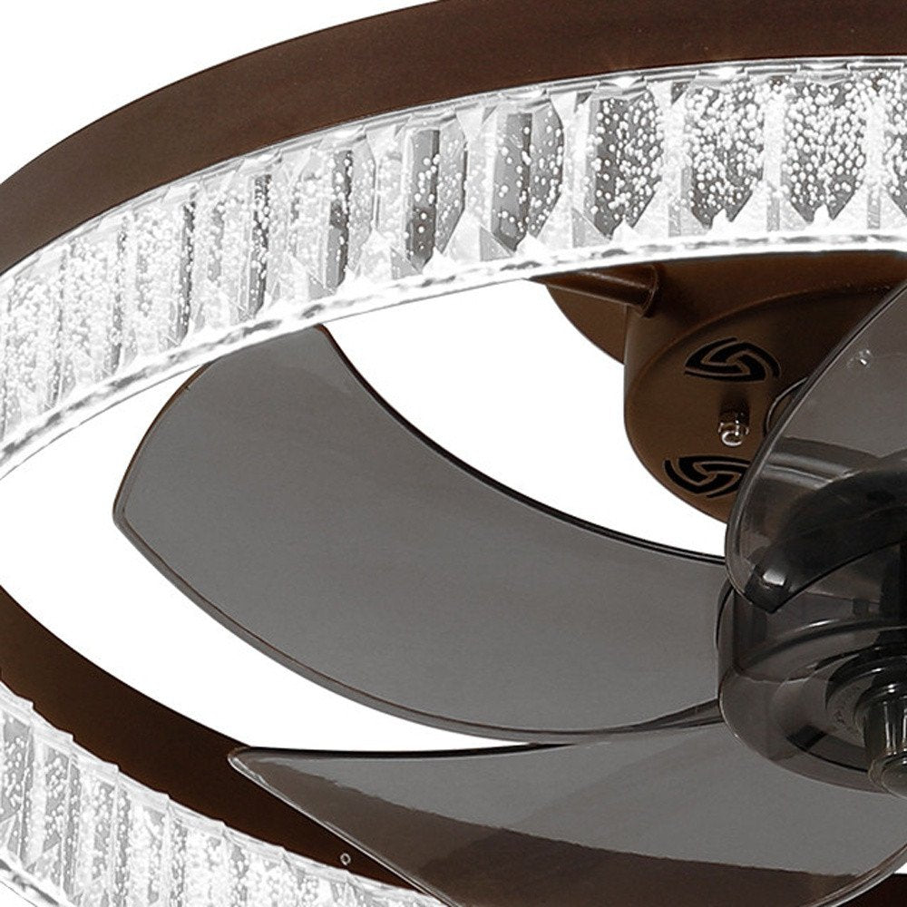 Brown Metal Smart Enabled Semi-Flush Chandelier With Brown Shades HomeRoots
