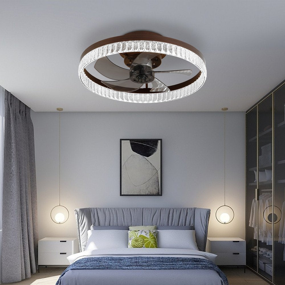 Brown Metal Smart Enabled Semi-Flush Chandelier With Brown Shades HomeRoots