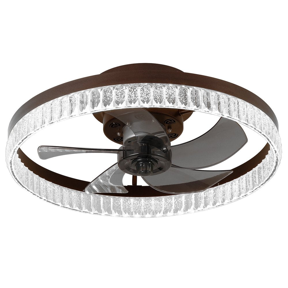 Brown Metal Smart Enabled Semi-Flush Chandelier With Brown Shades HomeRoots