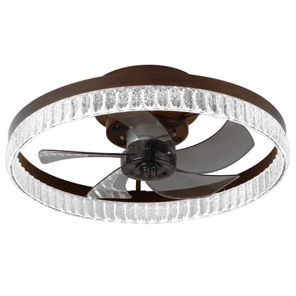 Brown Metal Smart Enabled Semi-Flush Chandelier With Brown Shades HomeRoots