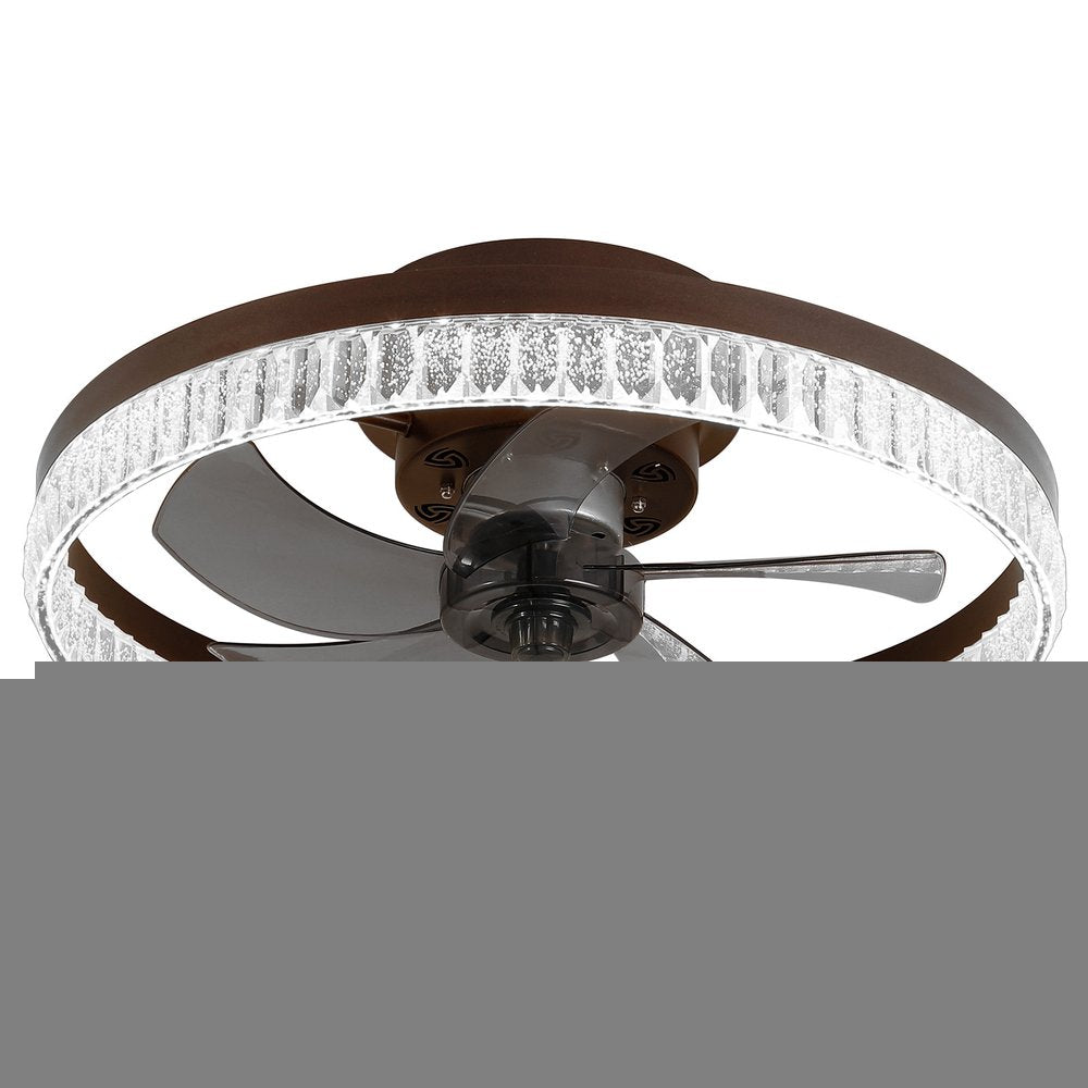 Brown Metal Smart Enabled Semi-Flush Chandelier With Brown Shades HomeRoots