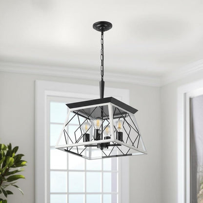 White Four Light Metal Chandelier With White Shades HomeRoots