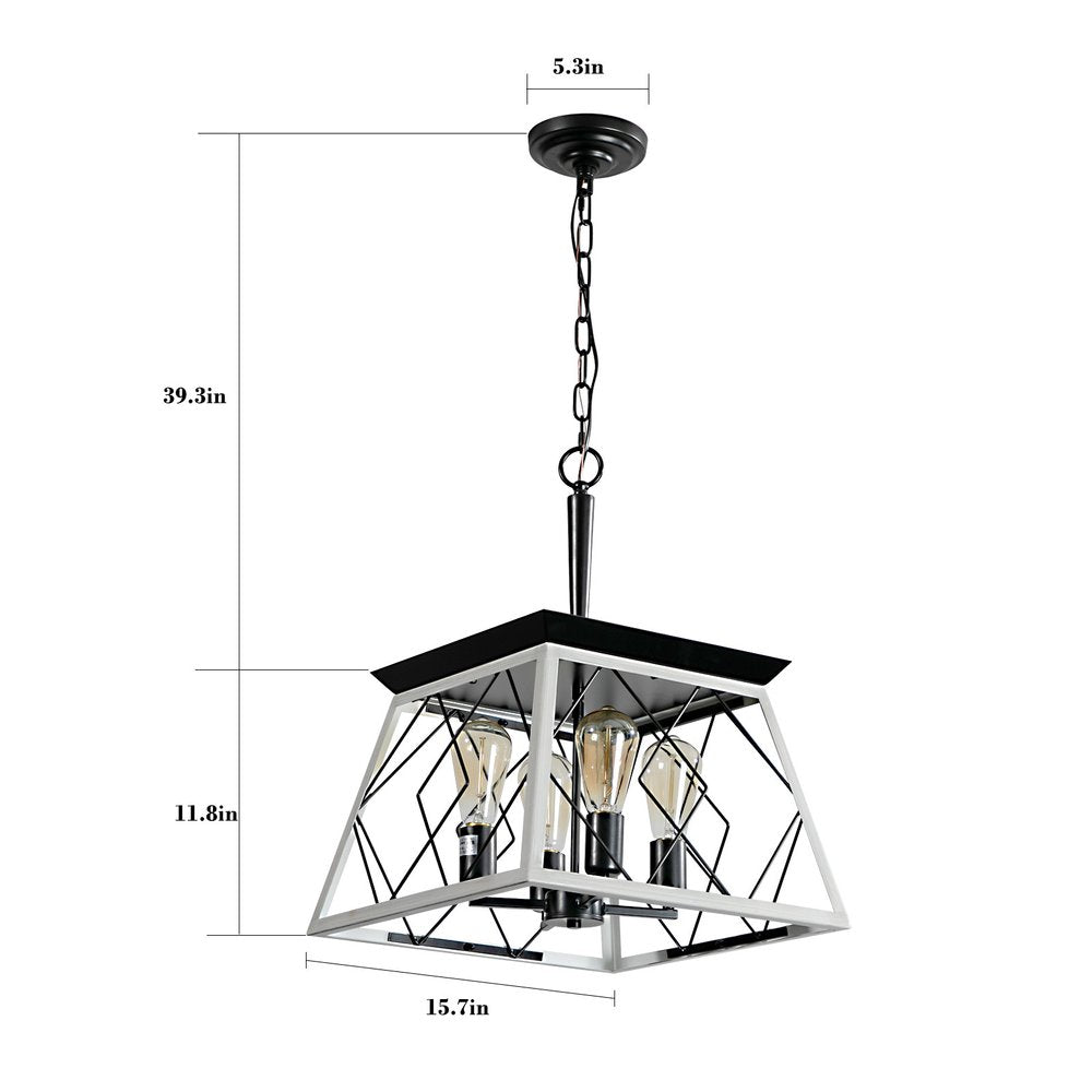 White Four Light Metal Chandelier With White Shades HomeRoots