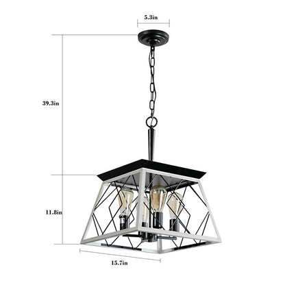 White Four Light Metal Chandelier With White Shades HomeRoots