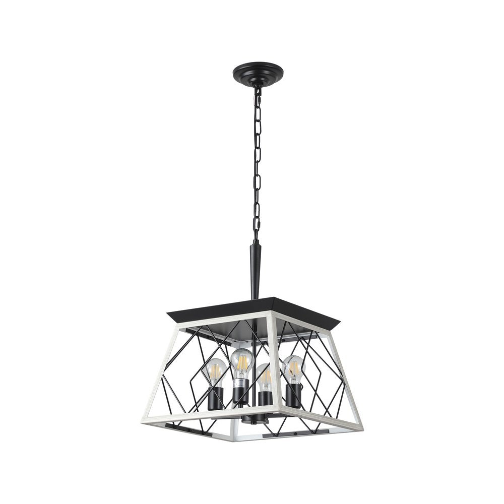 White Four Light Metal Chandelier With White Shades HomeRoots
