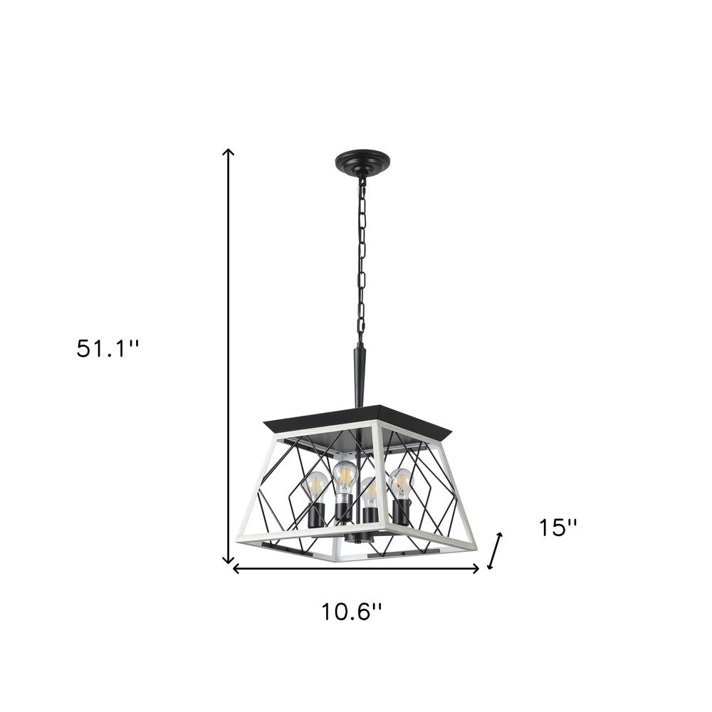 White Four Light Metal Chandelier With White Shades HomeRoots