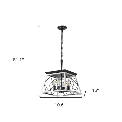 White Four Light Metal Chandelier With White Shades HomeRoots