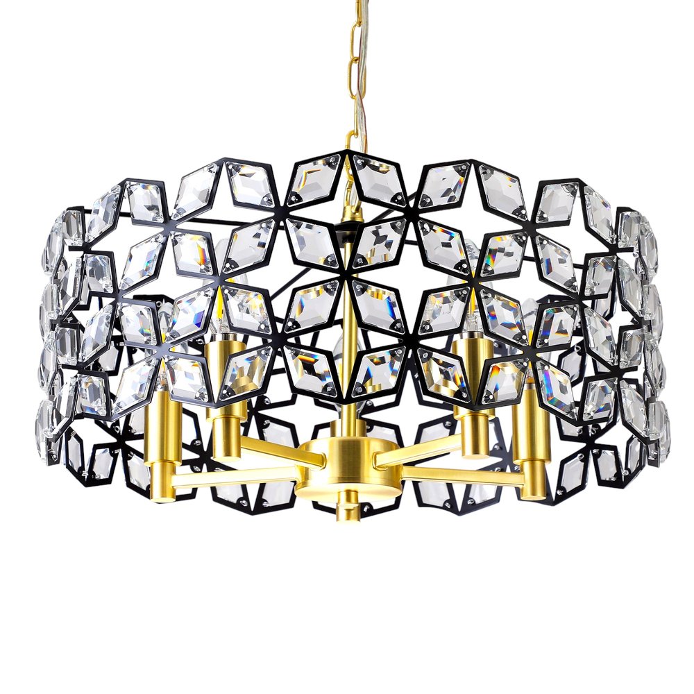 Clear Five Light Crystal Chandelier With Clear Shades HomeRoots