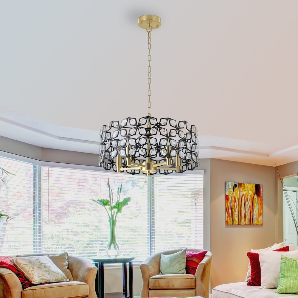Clear Five Light Crystal Chandelier With Clear Shades HomeRoots