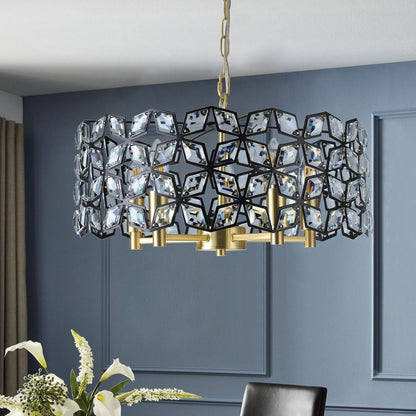 Clear Five Light Crystal Chandelier With Clear Shades HomeRoots