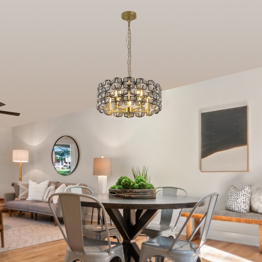 Clear Five Light Crystal Chandelier With Clear Shades HomeRoots