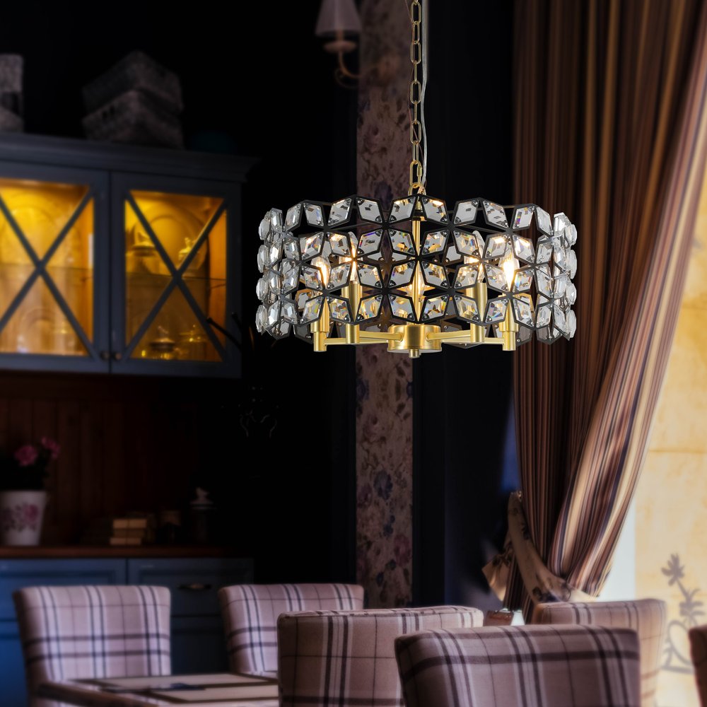 Clear Five Light Crystal Chandelier With Clear Shades HomeRoots