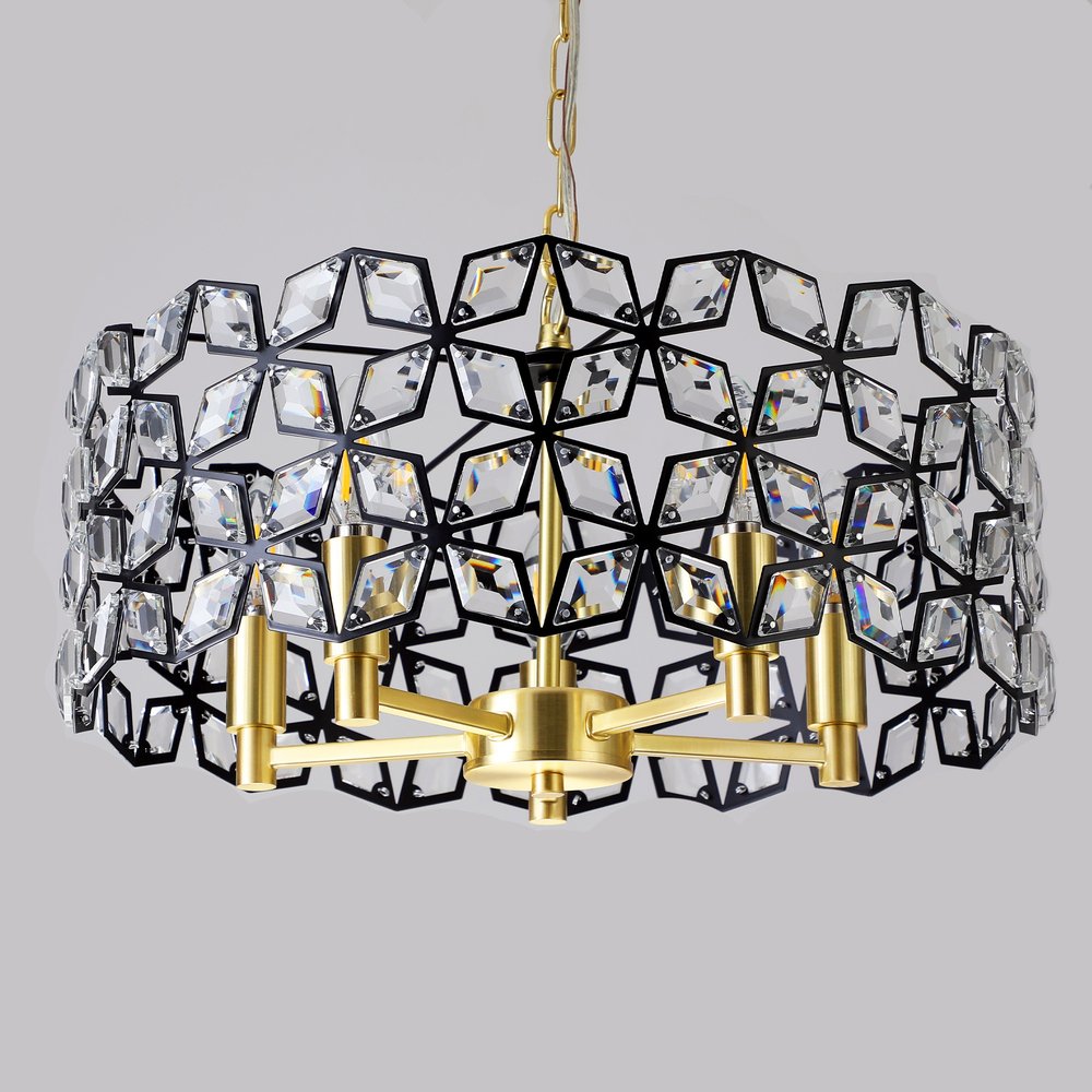 Clear Five Light Crystal Chandelier With Clear Shades HomeRoots