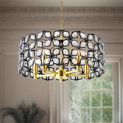 Clear Five Light Crystal Chandelier With Clear Shades HomeRoots