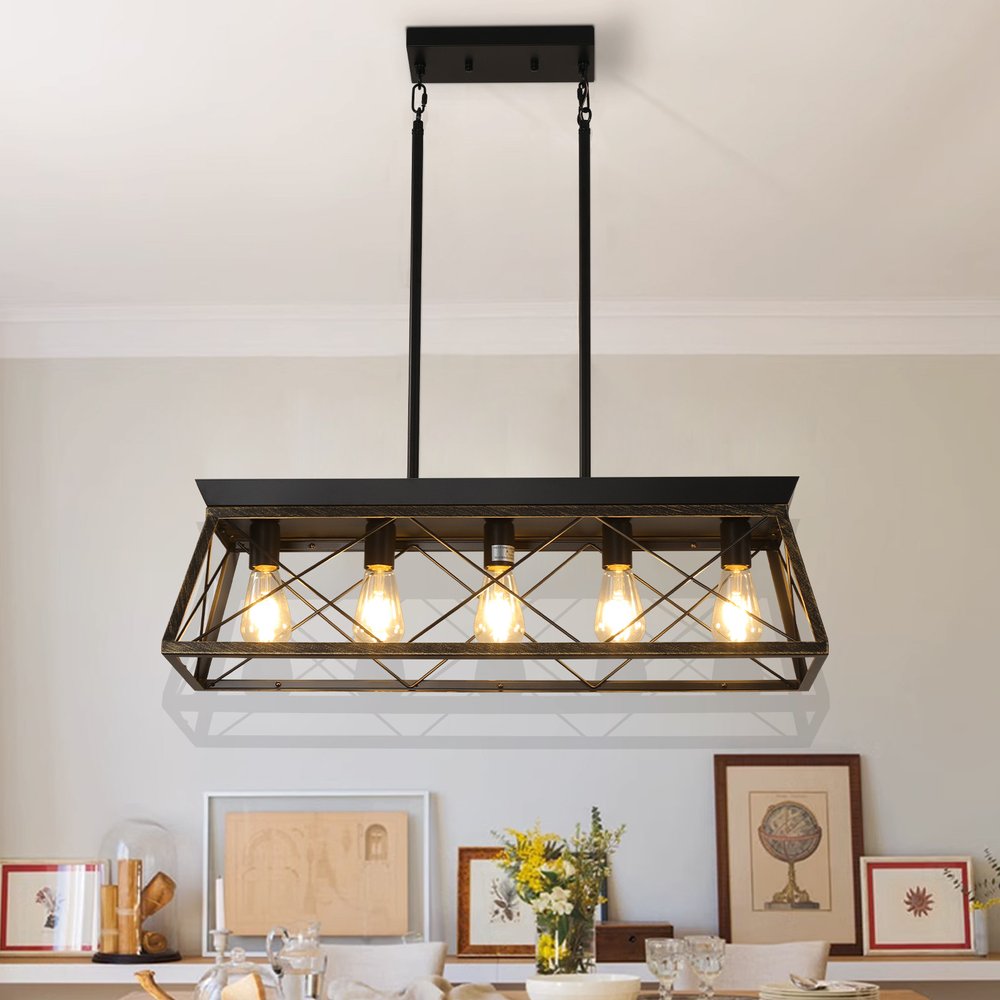 Gold and Black Chandelier Metal Ceiling Light HomeRoots