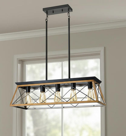 Brown Five Light Metal Chandelier With Brown Shades HomeRoots