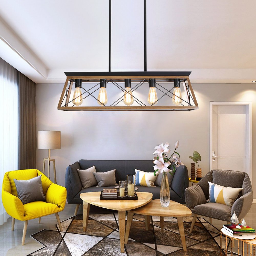 Brown Five Light Metal Chandelier With Brown Shades HomeRoots