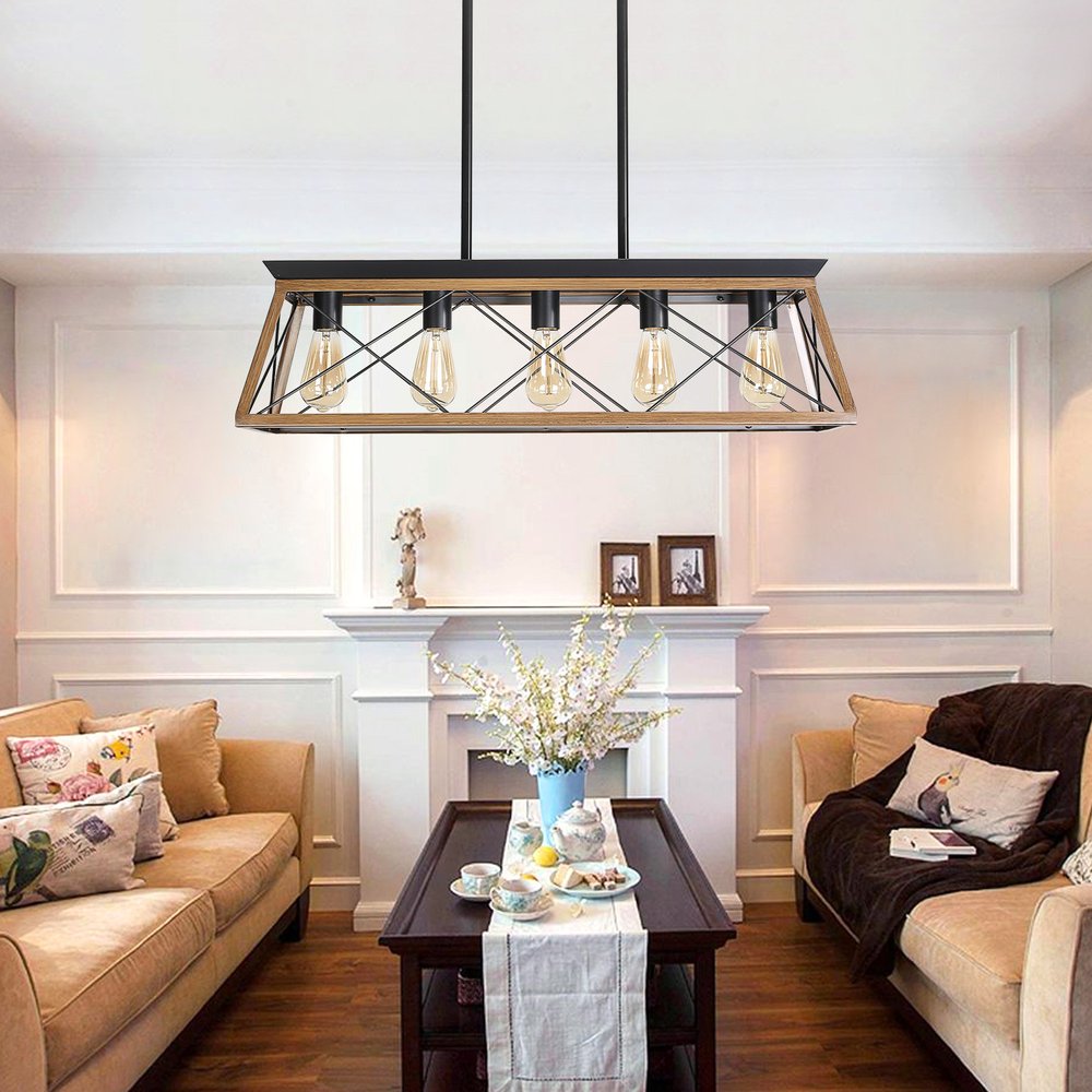 Brown Five Light Metal Chandelier With Brown Shades HomeRoots