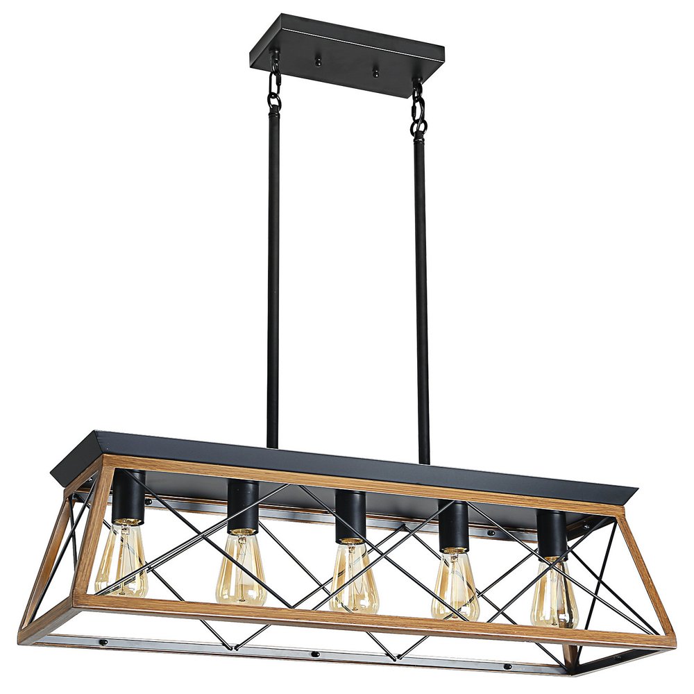 Brown Five Light Metal Chandelier With Brown Shades HomeRoots