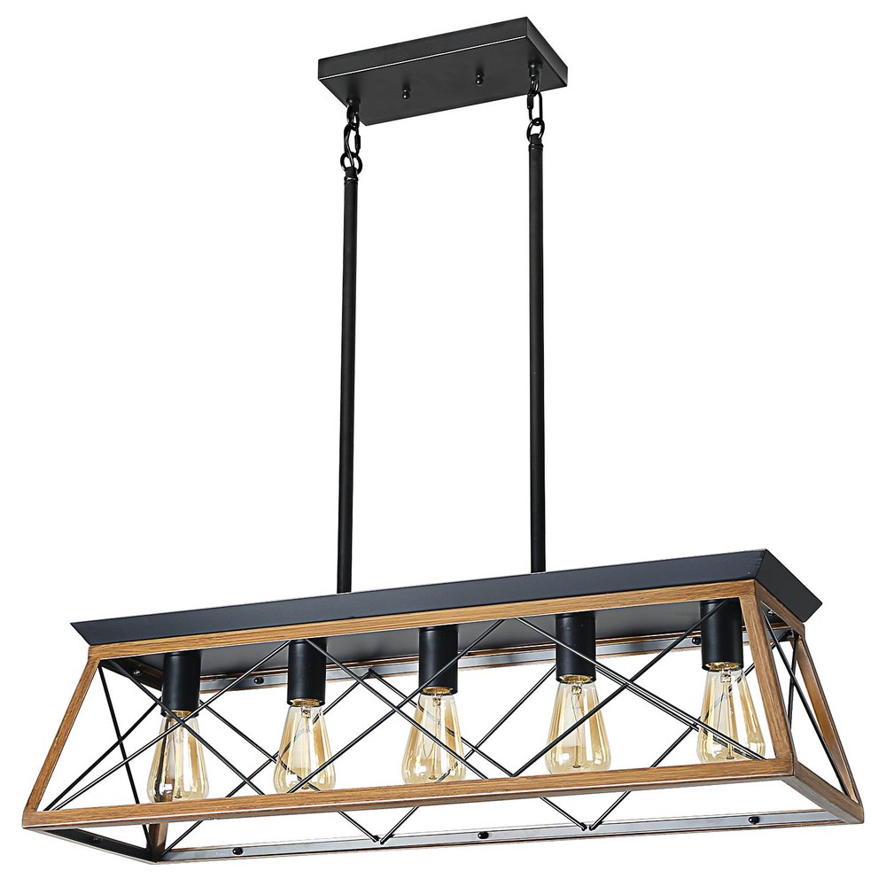 Brown Five Light Metal Chandelier With Brown Shades HomeRoots