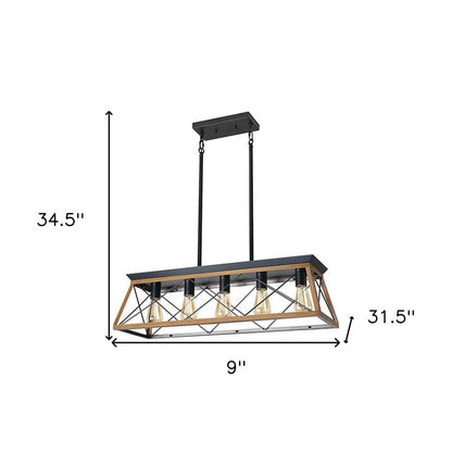 Brown Five Light Metal Chandelier With Brown Shades HomeRoots