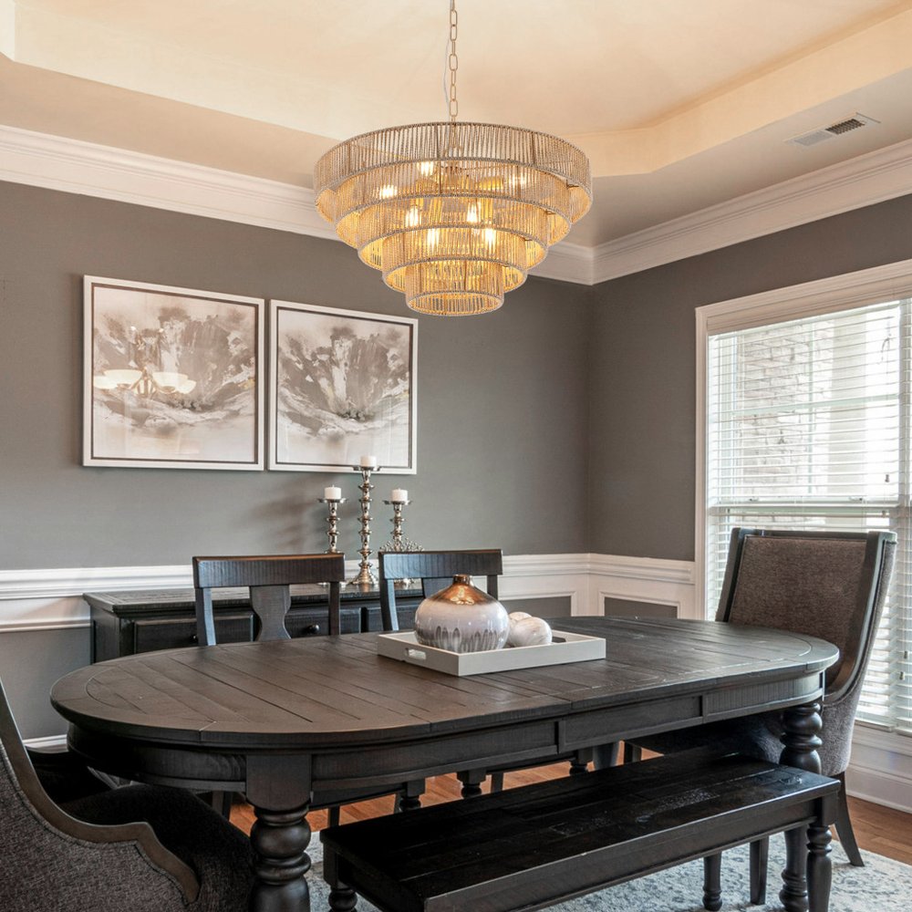 Brown Eight Light Metal Chandelier With Brown Shades HomeRoots