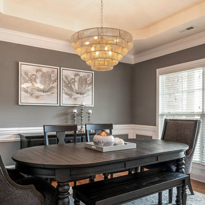 Brown Eight Light Metal Chandelier With Brown Shades HomeRoots