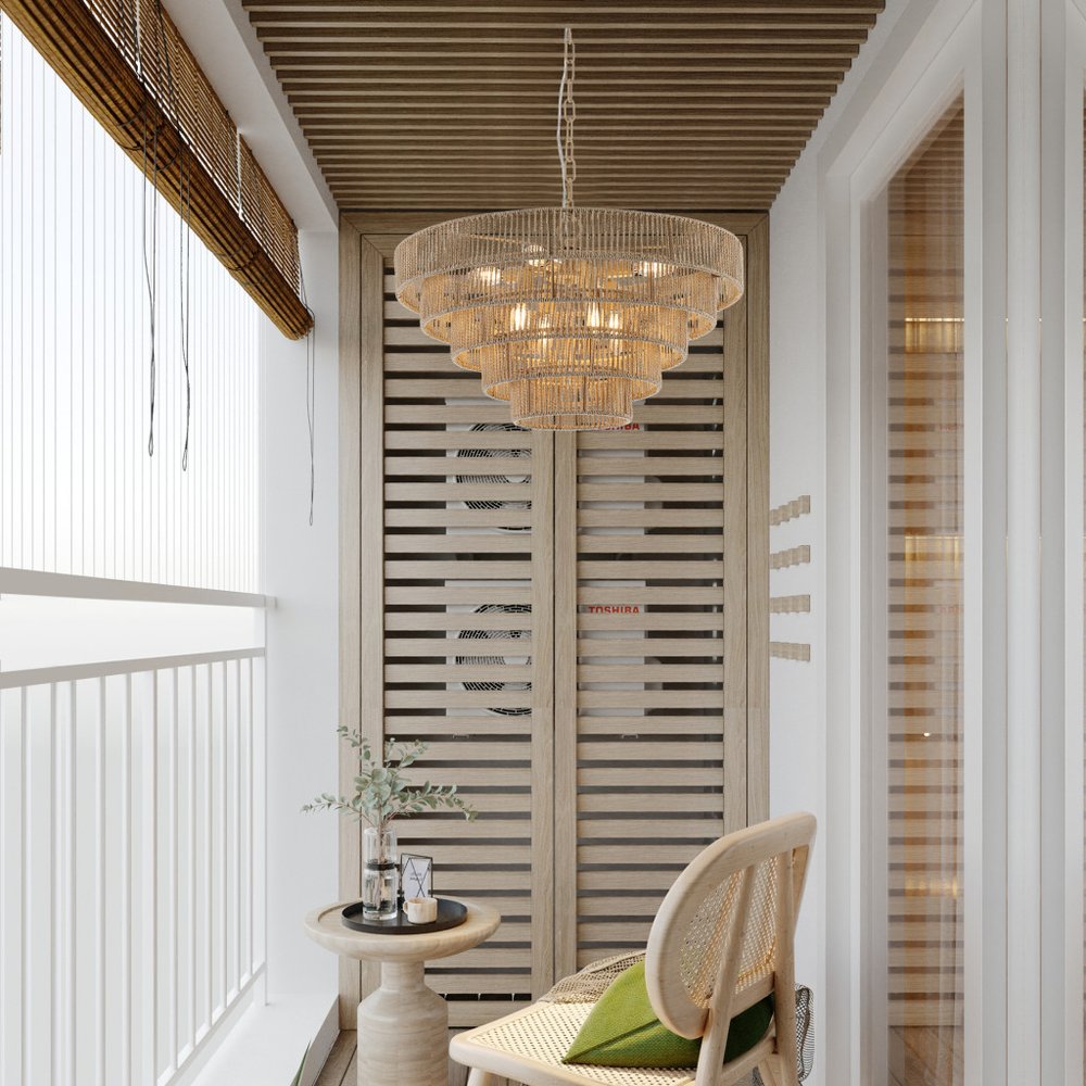 Brown Eight Light Metal Chandelier With Brown Shades HomeRoots