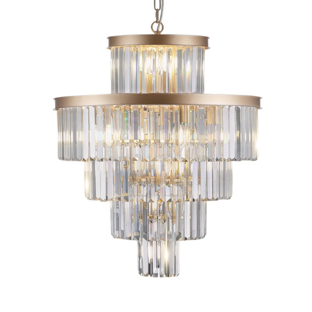 Gold Multi Light Metal Chandelier With Gold Shades HomeRoots