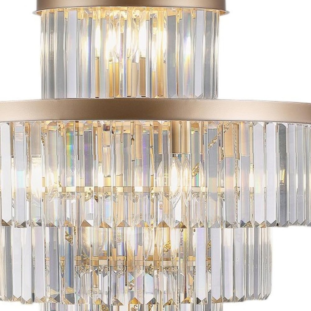 Gold Multi Light Metal Chandelier With Gold Shades HomeRoots
