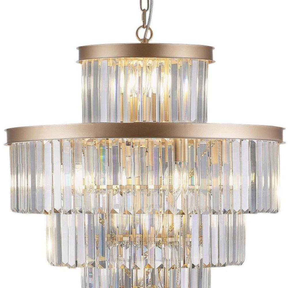 Gold Multi Light Metal Chandelier With Gold Shades HomeRoots