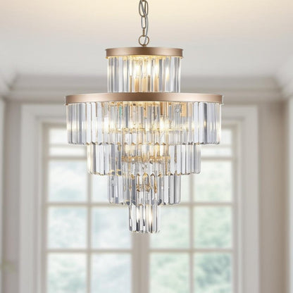 Gold Multi Light Metal Chandelier With Gold Shades HomeRoots