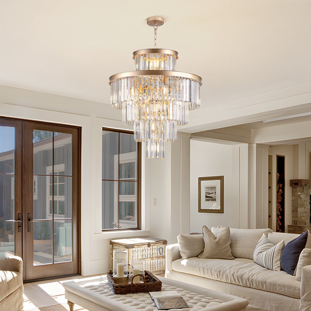 Gold Multi Light Metal Chandelier With Gold Shades HomeRoots