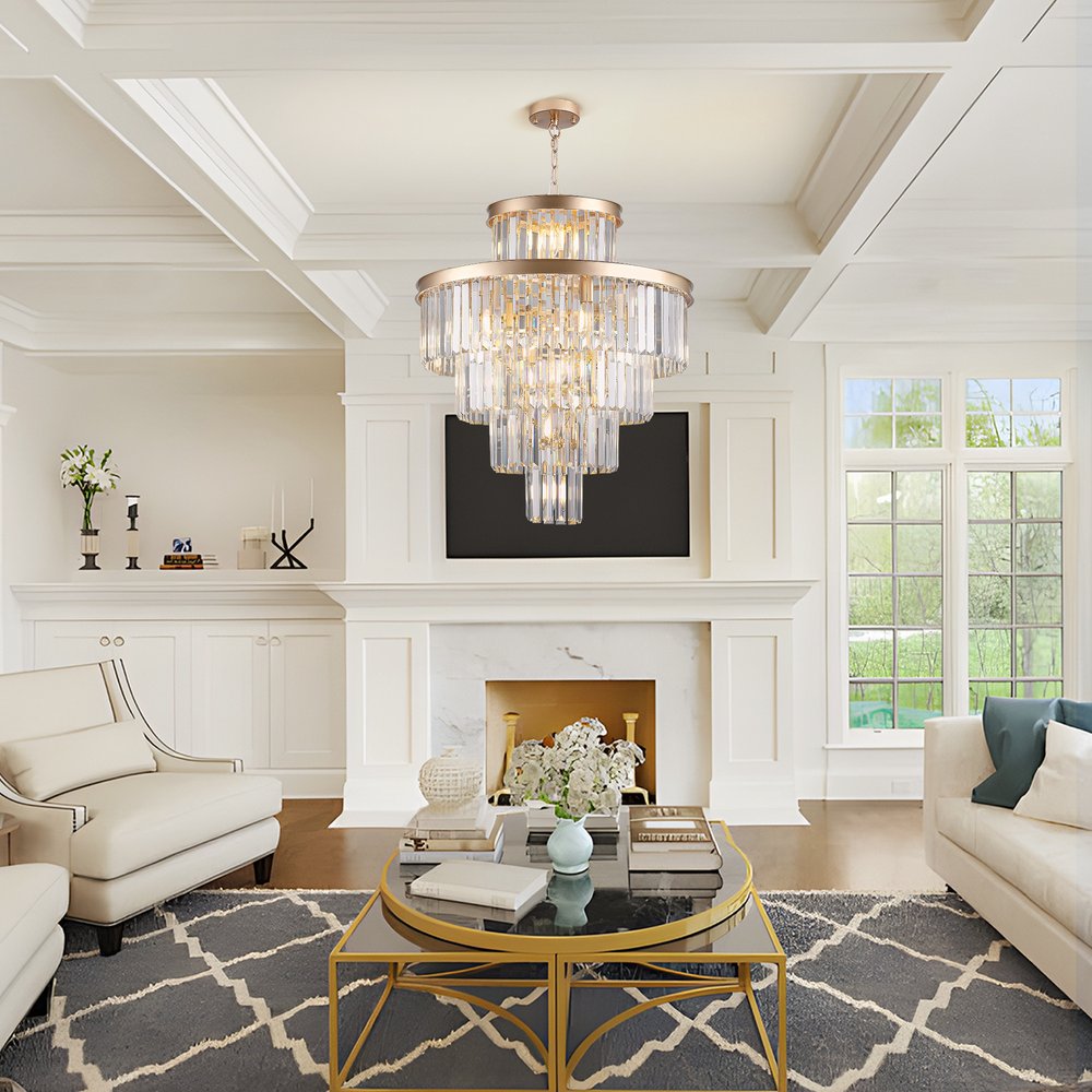 Gold Multi Light Metal Chandelier With Gold Shades HomeRoots