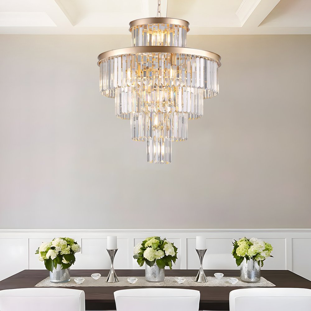 Gold Multi Light Metal Chandelier With Gold Shades HomeRoots