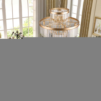 Gold Multi Light Metal Chandelier With Gold Shades HomeRoots