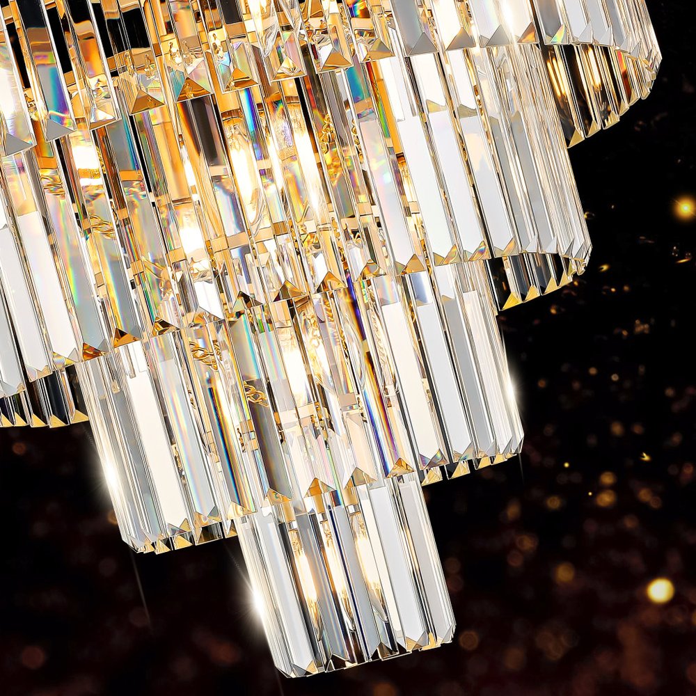 Gold Multi Light Metal Chandelier With Gold Shades HomeRoots