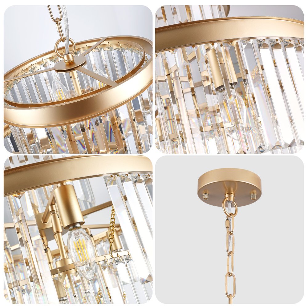 Gold Multi Light Metal Chandelier With Gold Shades HomeRoots