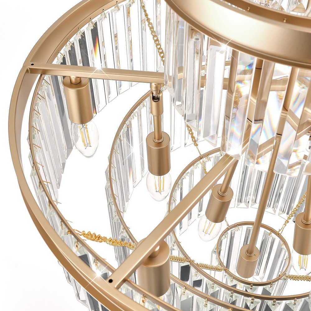 Gold Multi Light Metal Chandelier With Gold Shades HomeRoots