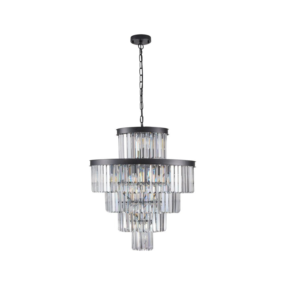 Black Multi Light Metal Chandelier With Black Shades HomeRoots