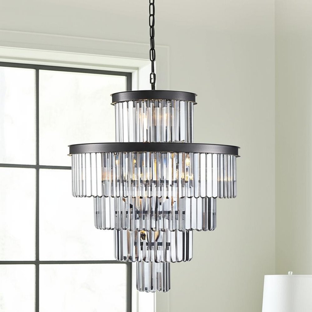 Black Multi Light Metal Chandelier With Black Shades HomeRoots