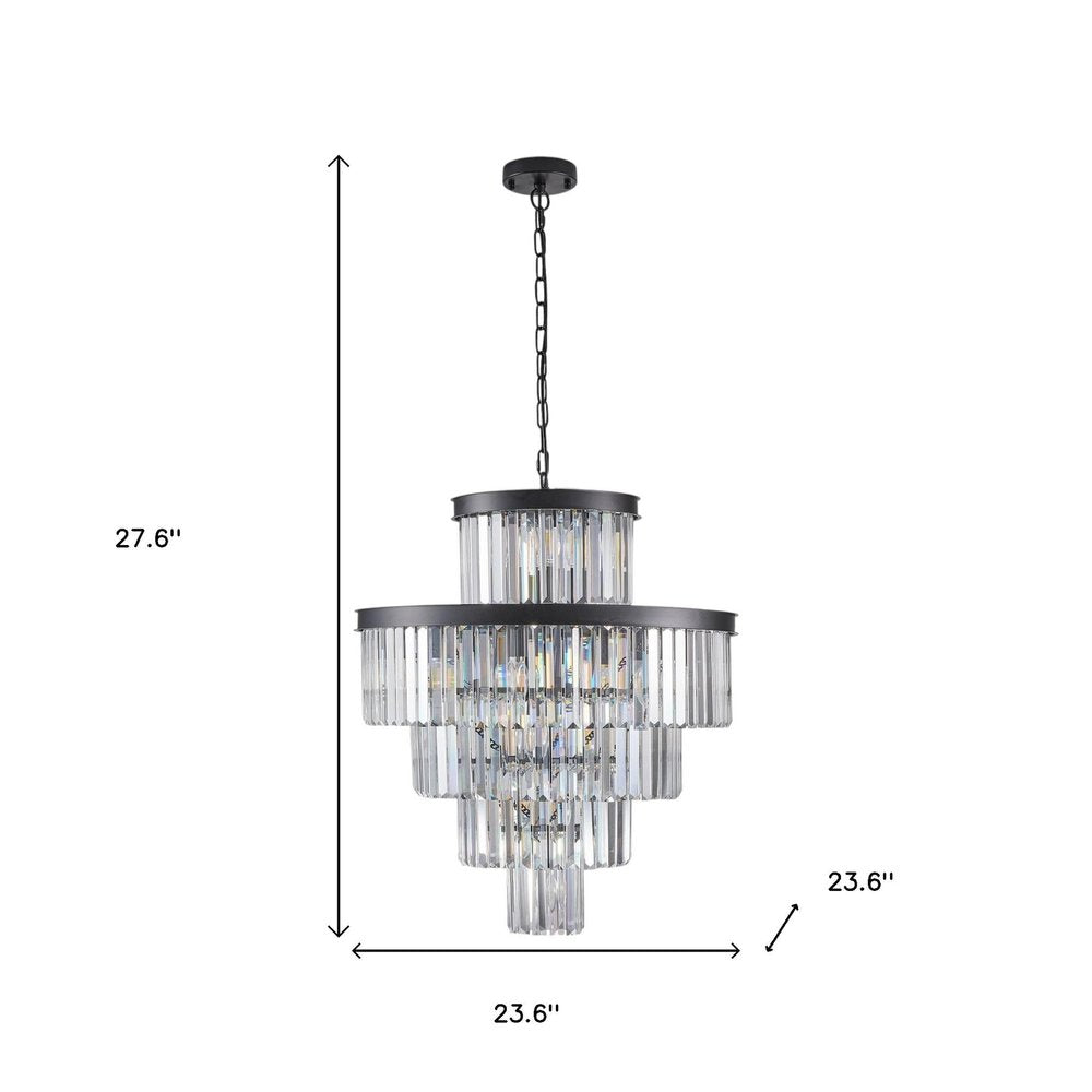 Black Multi Light Metal Chandelier With Black Shades HomeRoots