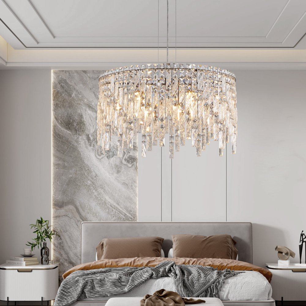 Silver Chandelier Metal Ceiling Light HomeRoots