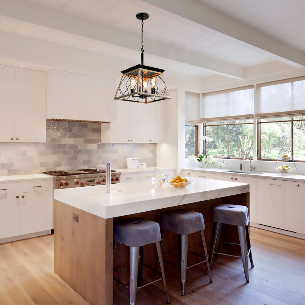 Oak Four Light Metal Chandelier With Oak Shades HomeRoots