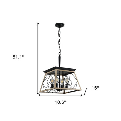 Oak Four Light Metal Chandelier With Oak Shades HomeRoots