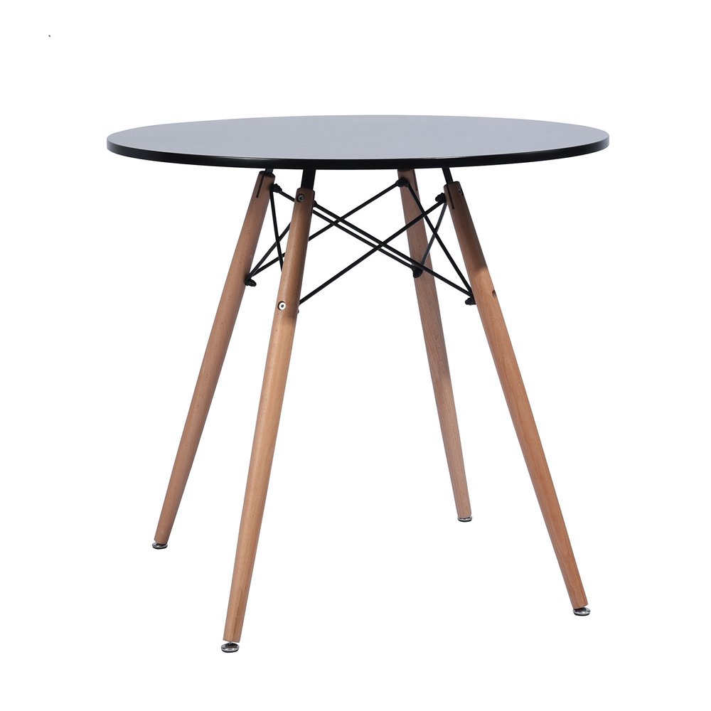 32" Black and Natural Wood Round Top Dining Table HomeRoots