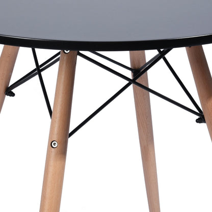 32" Black and Natural Wood Round Top Dining Table HomeRoots