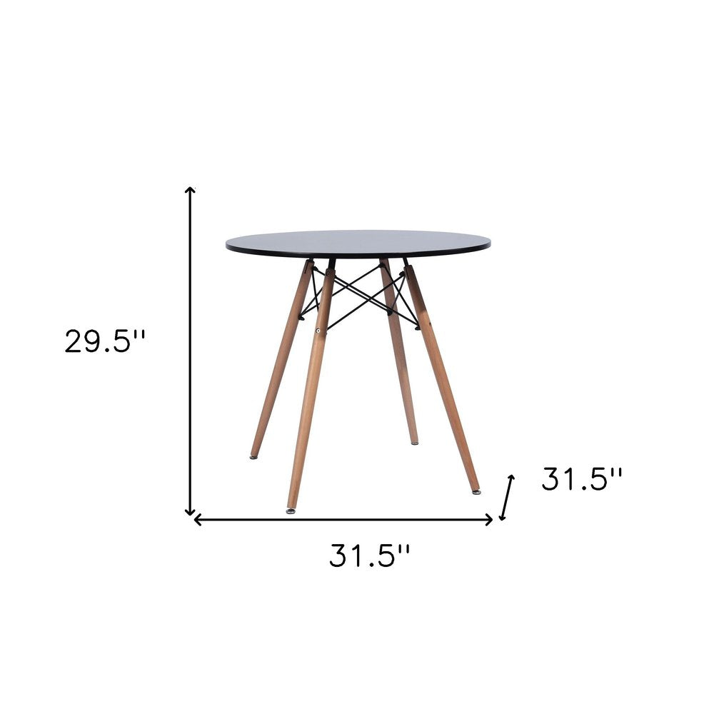 32" Black and Natural Wood Round Top Dining Table HomeRoots