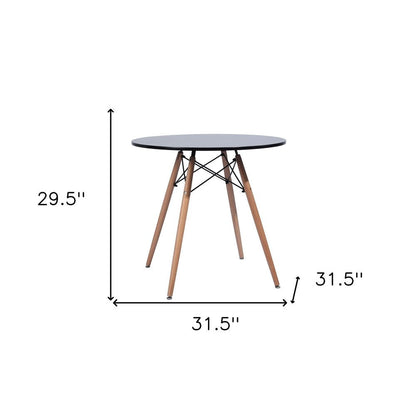 32" Black and Natural Wood Round Top Dining Table HomeRoots