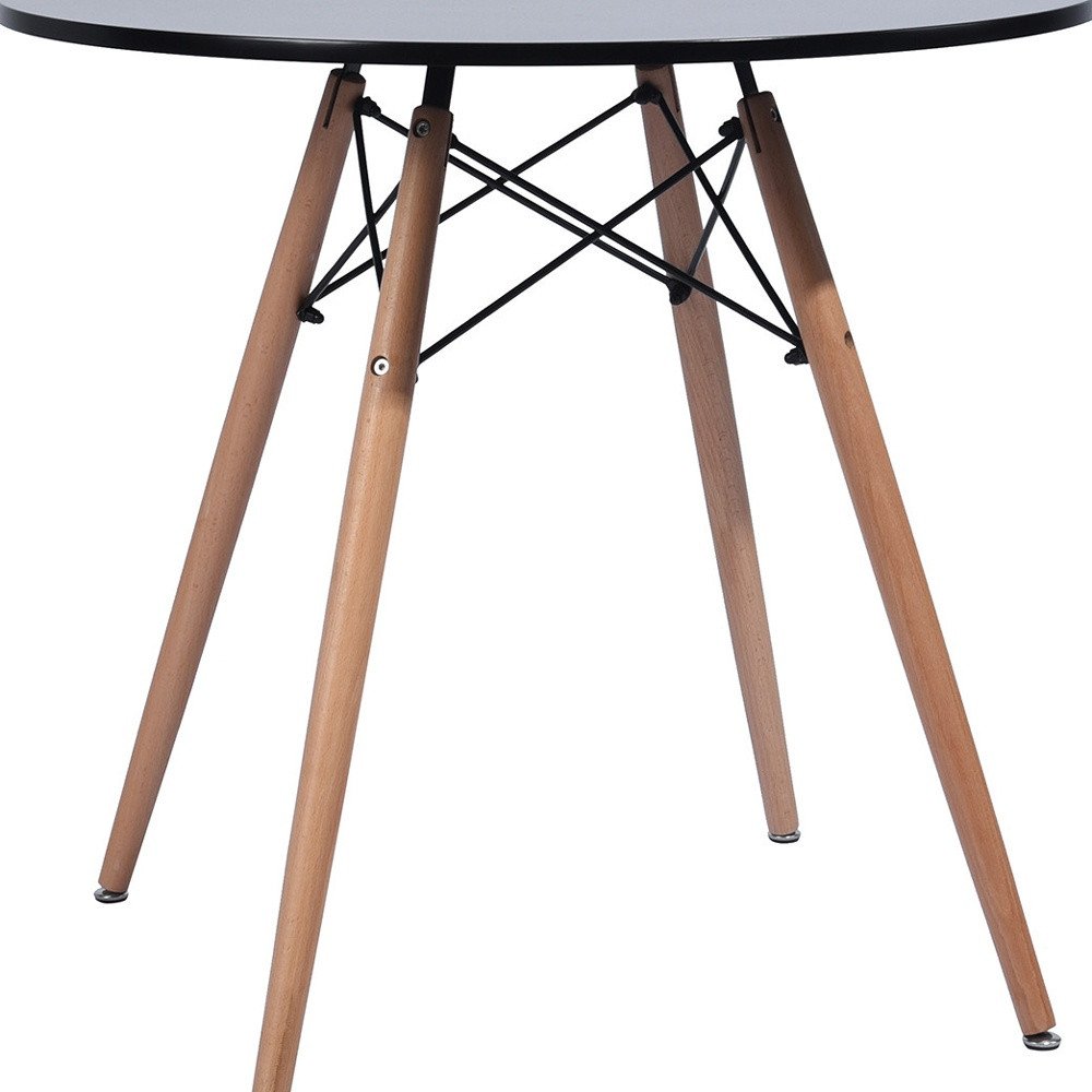32" Black and Natural Wood Round Top Dining Table HomeRoots